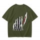 Olive T-Shirt With Evolutionary Human Silhouette Print