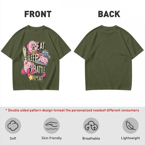 Eat Sleep Battle Repeat Kirby Graphic T-Shirt