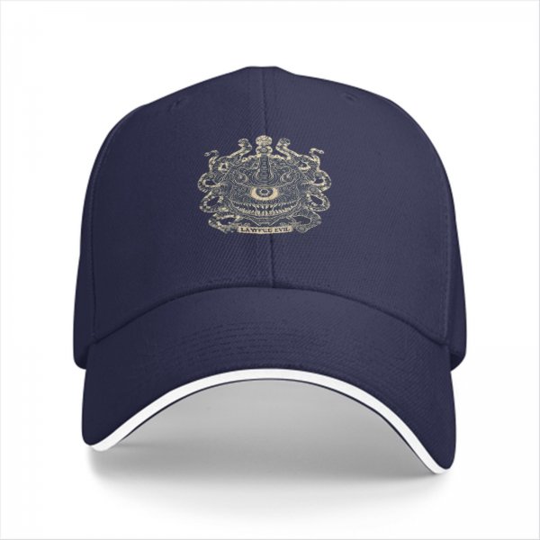 Black Baseball Cap With Lawful Evil Beholder Monster Artwork