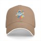 Black baseball cap with playful unicorn rainbow poop graphic