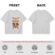 Olive green t-shirt with a cute cat eating ramen graphic