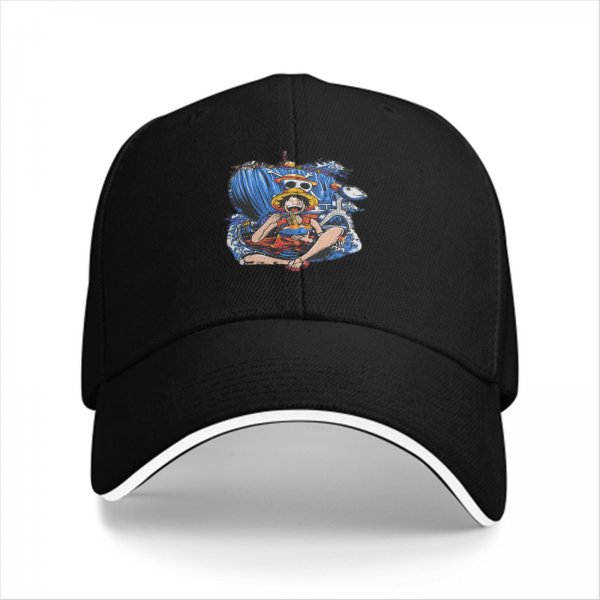 One Piece Luffy Graphic Black Baseball Cap