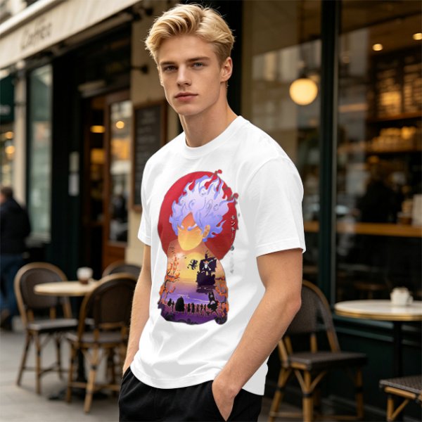 Anime Gear 5 Character Graphic T-Shirt With Sunset Scene