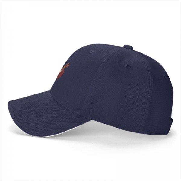 Black Baseball Cap With Cute Angry Ramen Bowl Graphic