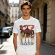 Olive T-Shirt With Anime Characters Crossing Burning Street Print