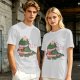 Olive T-shirt with Christmas T-Rex Dinosaur Graphic