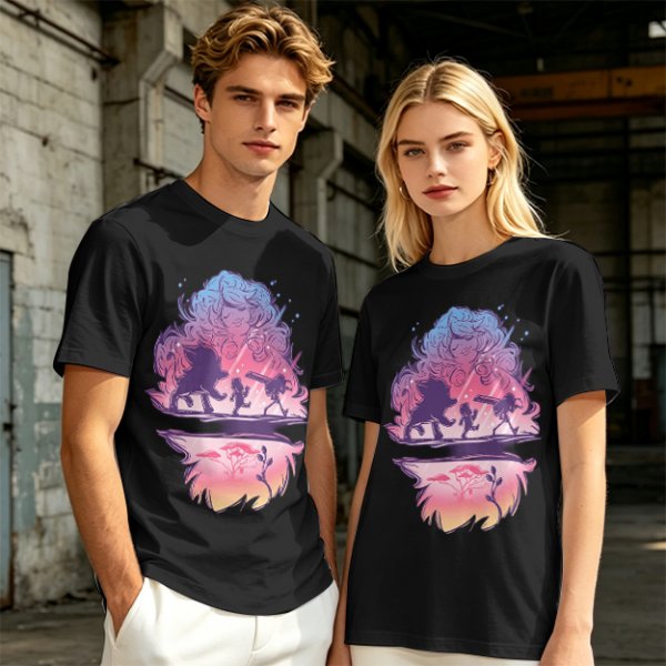 Olive T-Shirt With Fantasy Silhouette Group Art Print