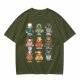 Olive T-Shirt With Cute Animal Teacup Character Print