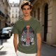 Olive T-shirt with Cat Sauron Tower Fantasy Art Print