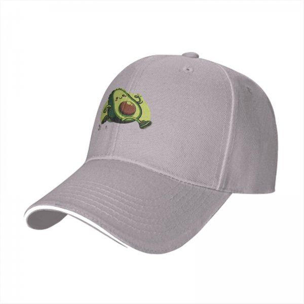 Black Baseball Cap With Cute Running Avocado Graphic
