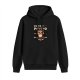Black hoodie with cute but psycho cat graphic print