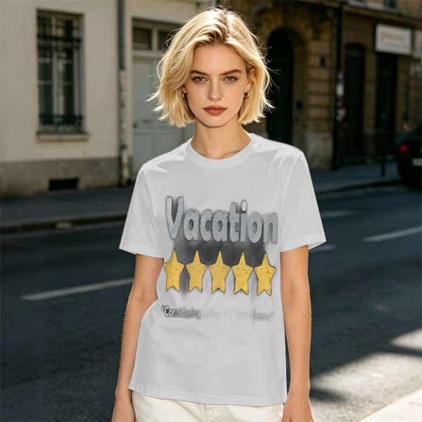 Olive Green T-Shirt With Vacation And Five Star Graphic Print