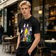 Olive T-Shirt With Halloween Themed Cute Cat Characters Print