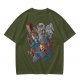 Olive T-shirt with 80s villain cartoon characters print