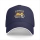 Black baseball cap with caffeine loading duck graphic