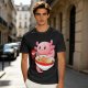 Olive T-Shirt Featuring a Cute Pink Axolotl Eating Ramen