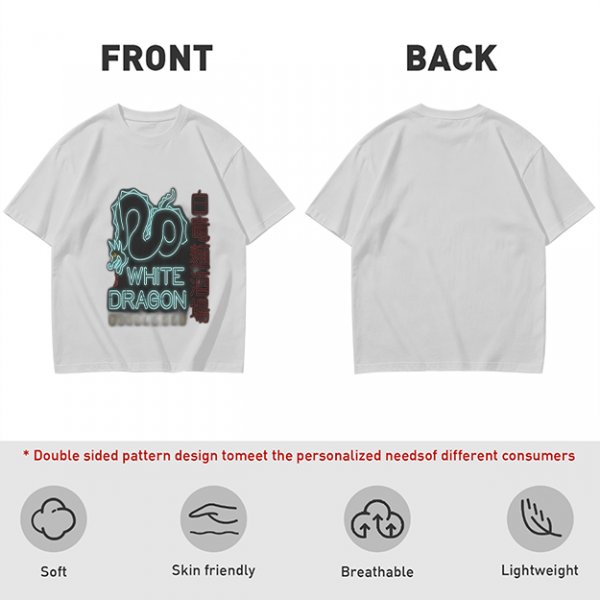 Olive T-Shirt With Neon White Dragon Graphic Print