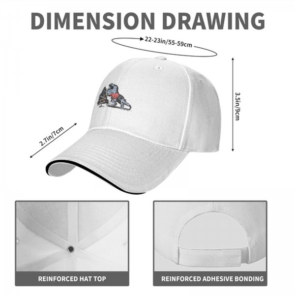 Black Baseball Cap with T-Rex Dinosaur and Christmas Tree Design