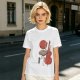 Olive T-Shirt With Crane Playing Cello Red Moon Art Print