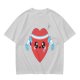 Olive T-Shirt With Cute Cartoon Heart Lifting Dumbbells Print