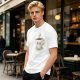 Olive Green T-Shirt With Cute Smiling Steaming Coffee Cup Print