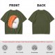 Olive T-shirt with Cute Hugging Salmon Sushi and Rice Print
