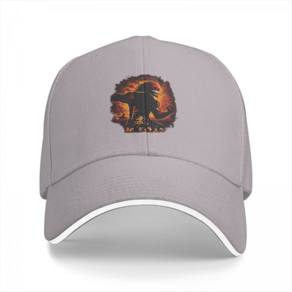 Black Baseball Cap with Fiery Attack Titan Graphic Print