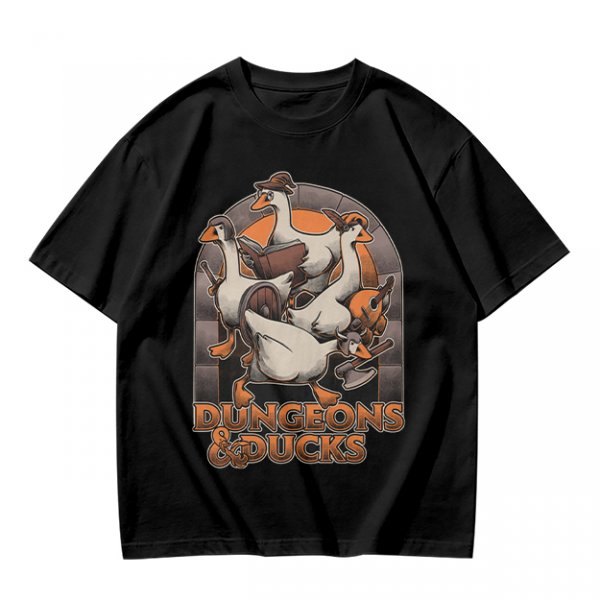 Dungeons & Ducks Fantasy Roleplaying Themed Graphic T-Shirt