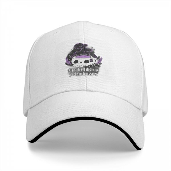 Freaks Like Me Drink Tea Skull Graphic Black Baseball Cap