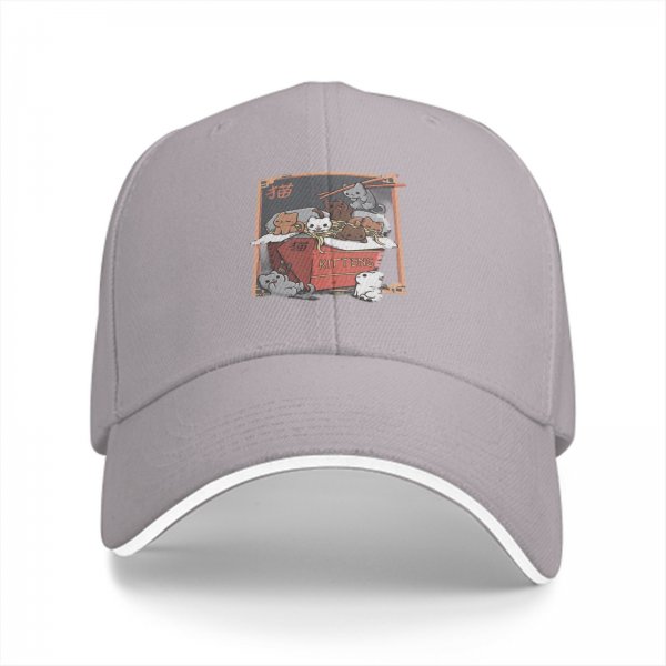 Black Baseball Cap With Kittens In Takeout Noodle Box Graphic