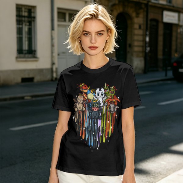 Olive T-Shirt With Cute How To Train Your Dragon Character Print