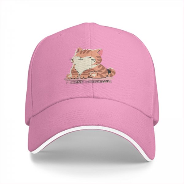 Black Baseball Cap with Cute Orange Tabby Cat Feline Fabulous Print