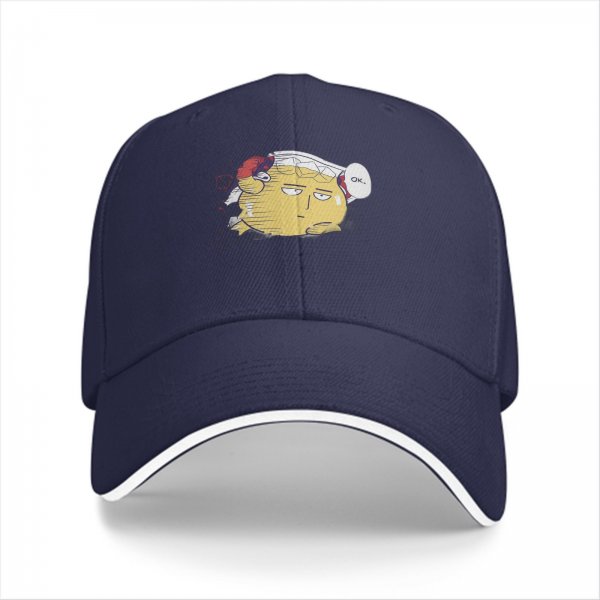 Black Baseball Cap With Saitama 'Ok' Meme Graphic Print