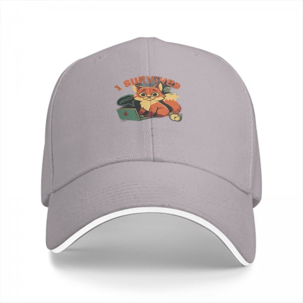 I Survived Stressed Fox Working On Laptop Graphic Baseball Cap