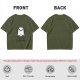 Olive T-shirt with Cute Smiling Ghost Graphic Print