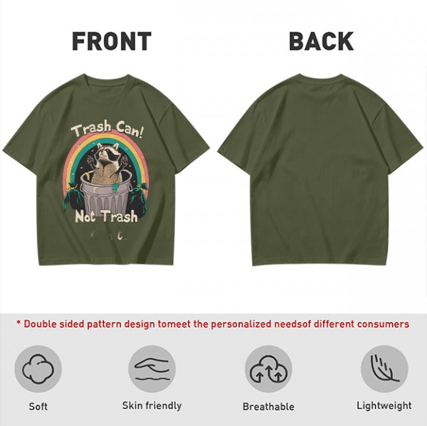 Trash Can Not Trash Raccoon Rainbow Graphic T-Shirt