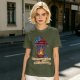 Olive t-shirt with lantern flame graphic and 'I'll follow you into the dark' text