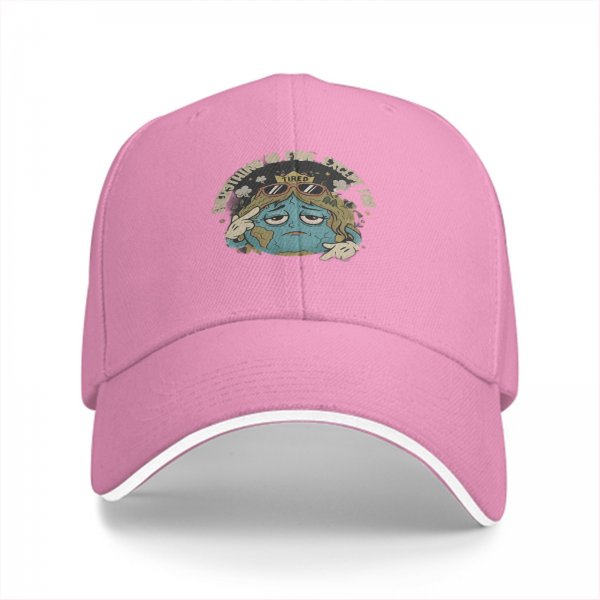 Black baseball cap with tired Earth graphic and 'Everything is fine except for' text