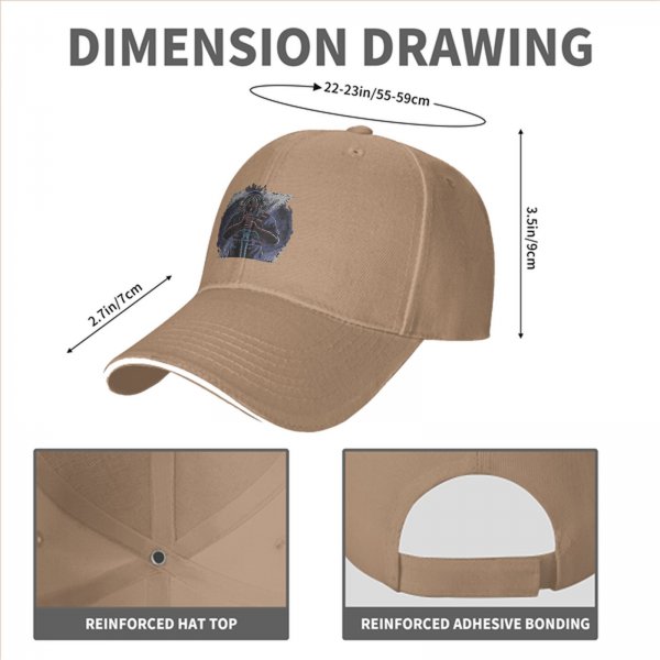 Black Baseball Cap With Dark Fantasy Warrior Sword Print