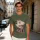 Olive T-Shirt With Aggressive Opossum 'LIFE!' Graphic Print
