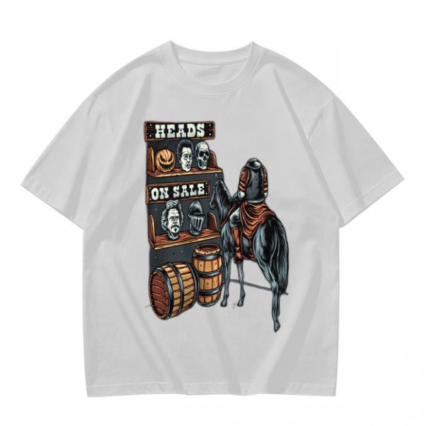 Heads On Sale Graphic Tee With Head Shelf And Horseman Art