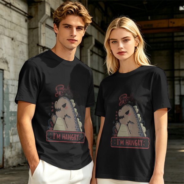 Olive T-Shirt With Hungry Dinosaur 'I'm Hangry' Print
