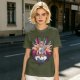 Olive T-Shirt Featuring Fantasy Warrior Princess With Sword Art