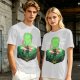 Olive Anime T-Shirt With Samurai Warrior Silhouette Art