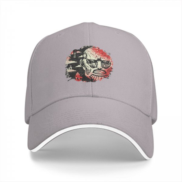 Black Baseball Cap With Distressed Horror Monster Face Graphic