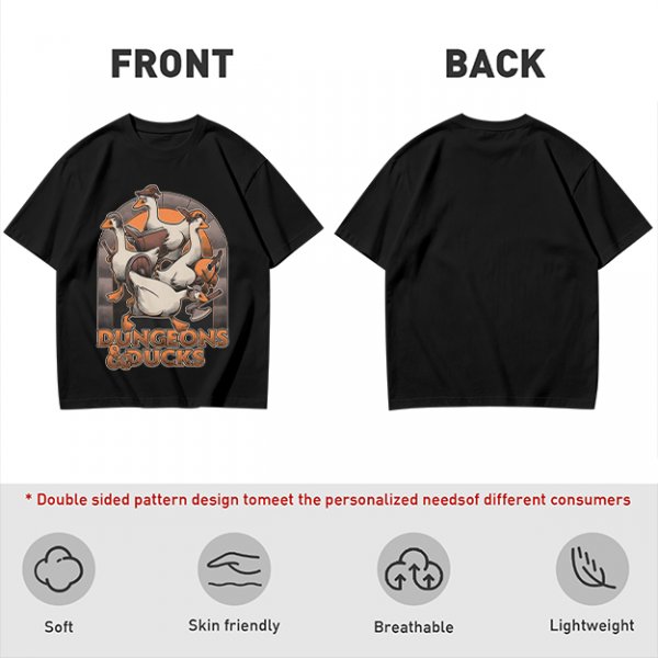 Dungeons & Ducks Fantasy Roleplaying Themed Graphic T-Shirt