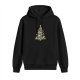 Black hoodie with cat Christmas tree festive holiday design