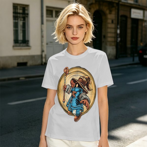 Olive T-Shirt With Fantasy Wizard Character Graphic Print