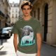 Olive T-Shirt With Wolf Warrior And Moon Forest Art Print
