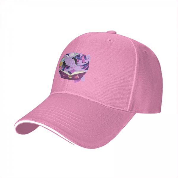 Black baseball cap with Twilight Sparkle reading a magic book print